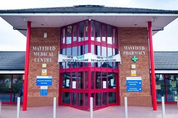 The front entrance of Mayfield Medical Centre